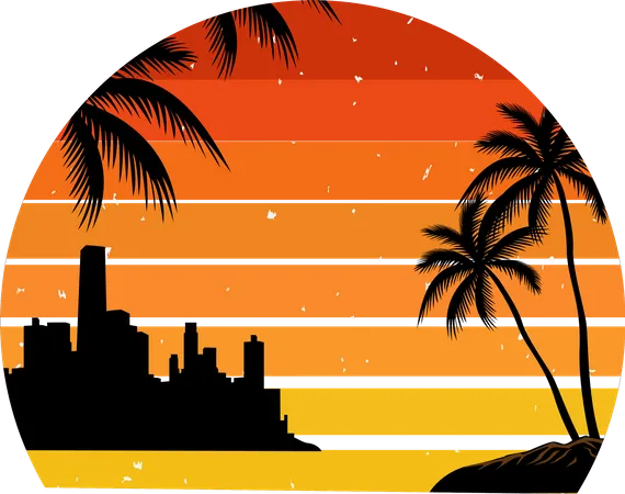 Coucher de soleil à Miami  Illustration