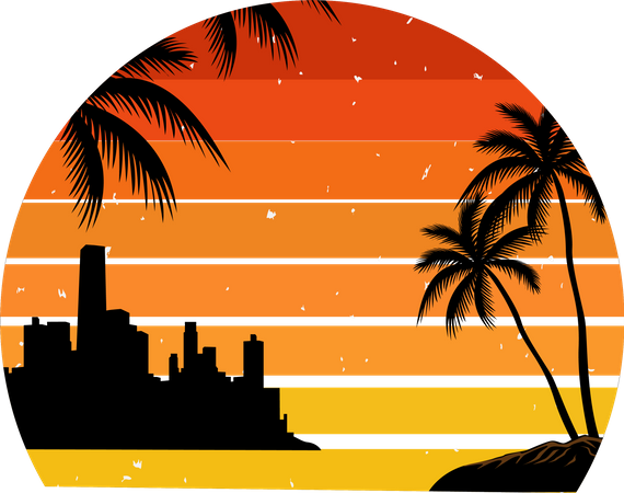 Pôr do sol em Miami  Ilustração