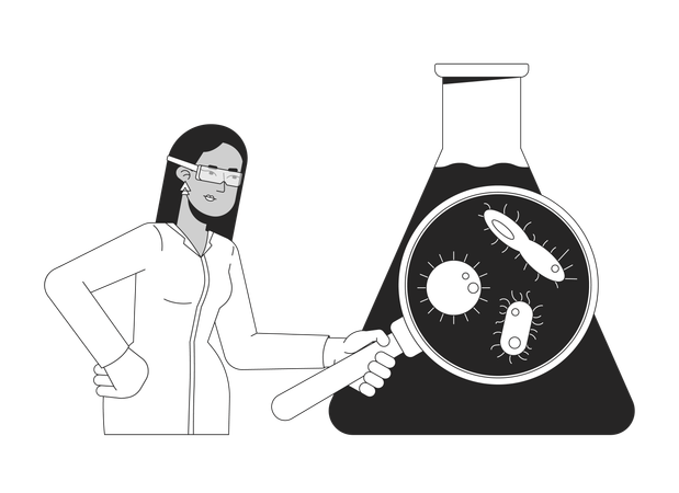 Microbiologist analysing water sample  Illustration