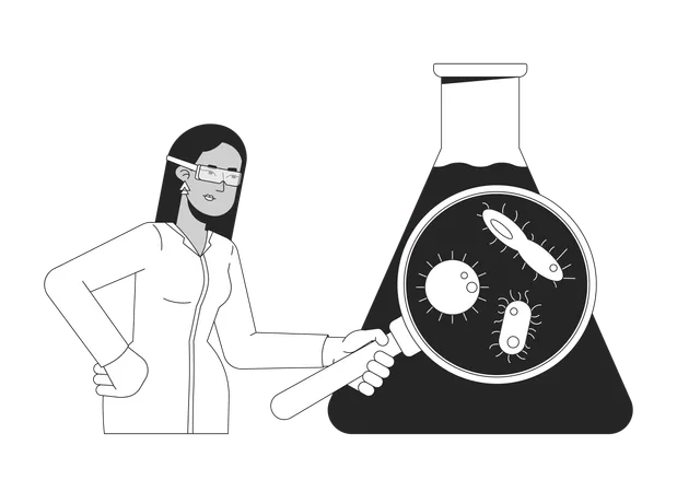 Microbiologist analysing water sample  Illustration