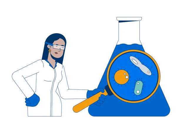 Microbiologist analysing water sample  Illustration