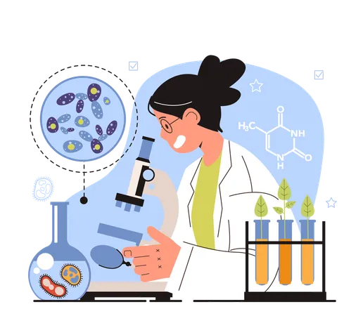 Microbiologist study viruses and bacteria  Illustration