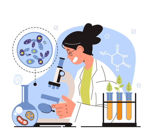 Microbiologist study viruses and bacteria  일러스트레이션