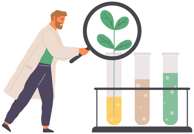 Microbiology Experiment On Plant Illustration