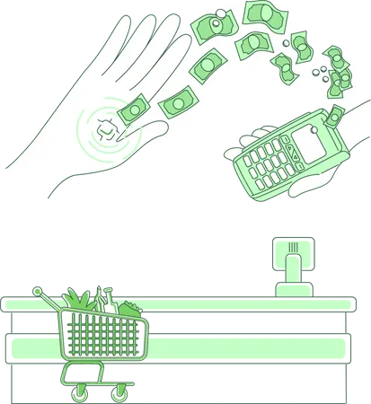 Microchip and payment terminal  イラスト