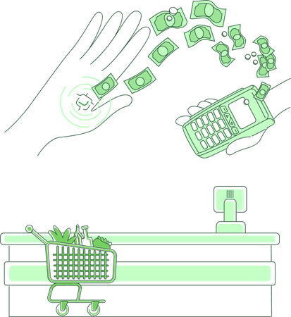 Microchip and payment terminal  Illustration