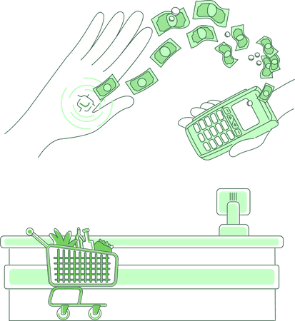 Microchip y terminal de pago  Ilustración