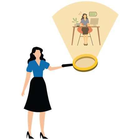 Micromanaging boss toxic manager use magnifying glass to monitoring employee excessively  Illustration