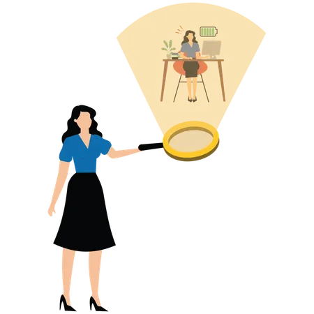 Micromanaging boss toxic manager use magnifying glass to monitoring employee excessively  Illustration