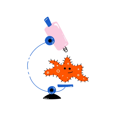 Microscope and biology  Illustration