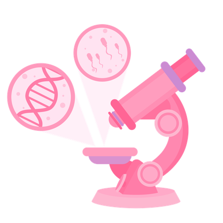 Microscope focalisé sur l'ADN et les spermatozoïdes  Illustration