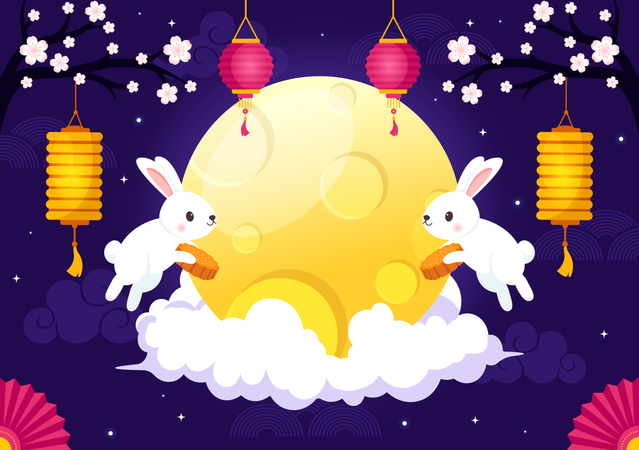 Mid Autumn festival celebration  Illustration