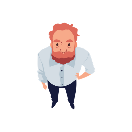 Middle age bearded man looking up Illustration