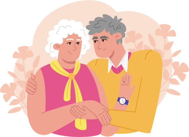 Middle age couple hugging each other  Illustration