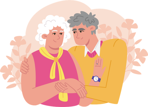 Middle age couple hugging each other  Illustration