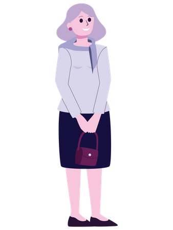 Middle age female holding purse  Illustration