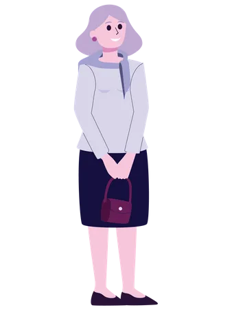 Middle age female holding purse  Illustration