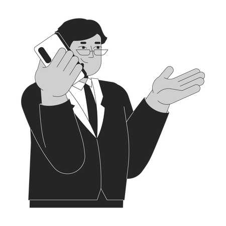 Middle aged arab man talking on phone  Illustration