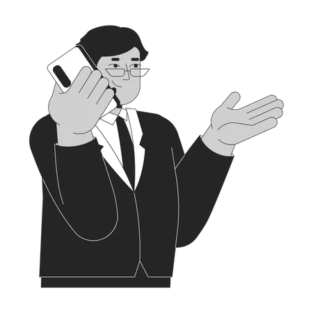 Middle aged arab man talking on phone  Illustration