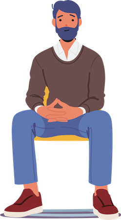 Middle-aged Businessman Sitting On Chair  Illustration