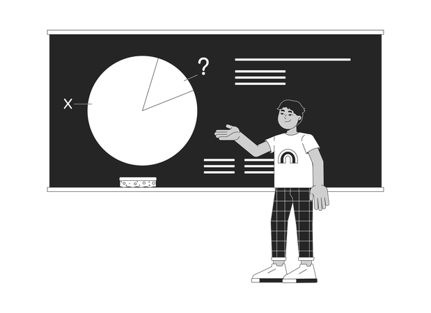 Middle eastern boy standing at blackboard  Illustration