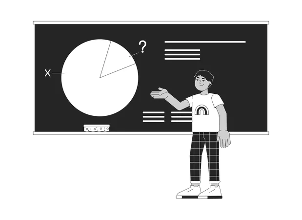 Middle eastern boy standing at blackboard  Illustration