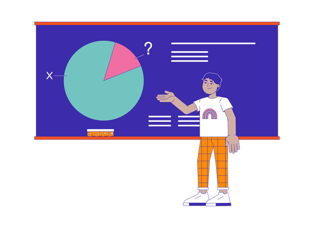 Middle eastern boy standing at blackboard  Illustration