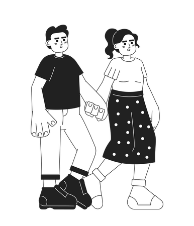 Middle eastern boyfriend girlfriend hands holding  Illustration