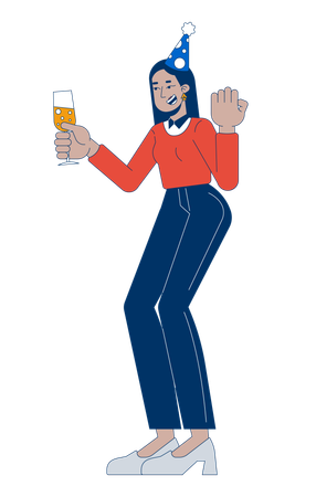 Middle eastern female employee toasting celebration  Illustration