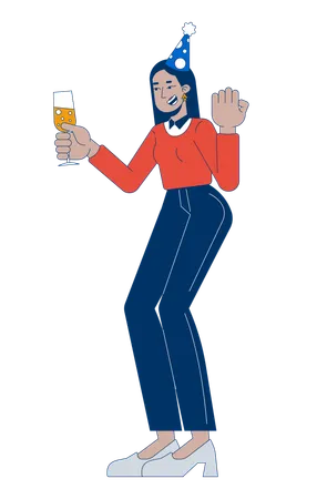 Middle eastern female employee toasting celebration  Illustration