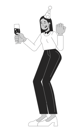 Middle eastern female employee toasting celebration  Illustration