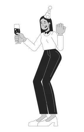 Middle eastern female employee toasting celebration  Illustration