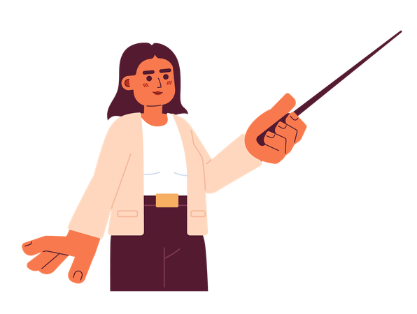 Middle eastern female teacher holding stick  Illustration
