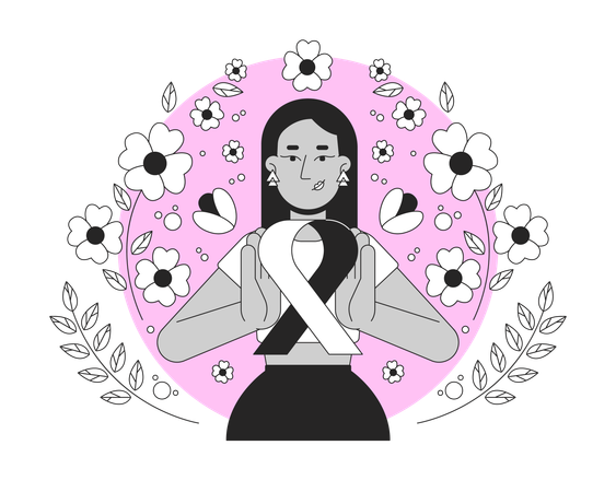 Middle eastern feminist promoting breast cancer awareness  Illustration