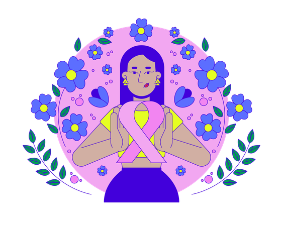Middle eastern feminist promoting breast cancer awareness  Illustration