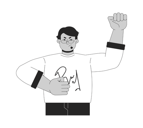 Middle eastern man activist raising fist  Illustration