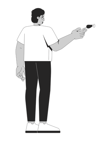 Middle eastern man holding paintbrush with dripping paint  Illustration