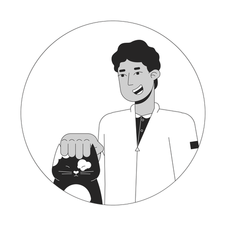 Middle eastern teen boy petting cat  Illustration