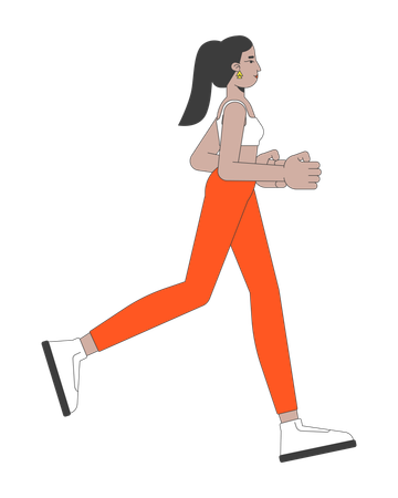 Middle eastern woman jogging in leggings  Illustration