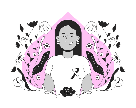 Middle eastern woman promoting breast cancer awareness  Illustration