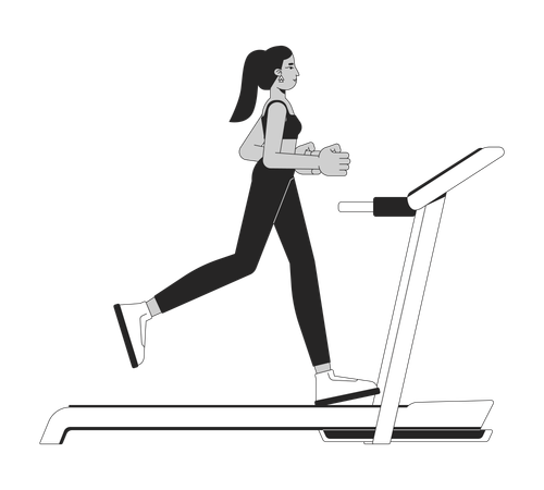 Middle eastern woman running on treadmill  Illustration