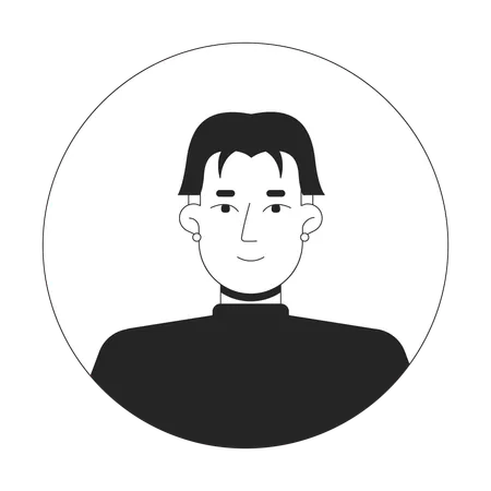 Middle part haircut korean man with stud earrings  Illustration