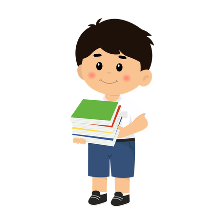 Middle school boy hold book  Illustration