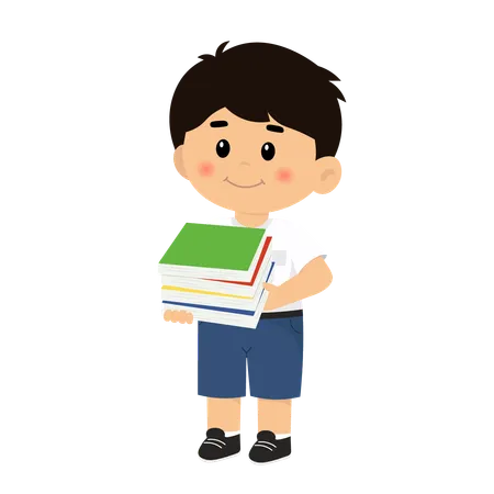 Middle school boy hold book  Illustration