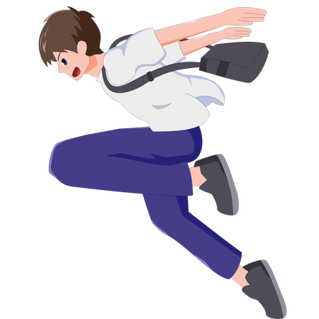 Middle school boy jumping  Illustration