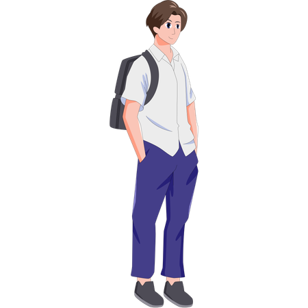 Middle school boy standing cool  Illustration