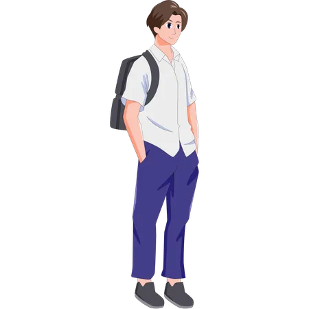 Middle school boy standing cool  Illustration