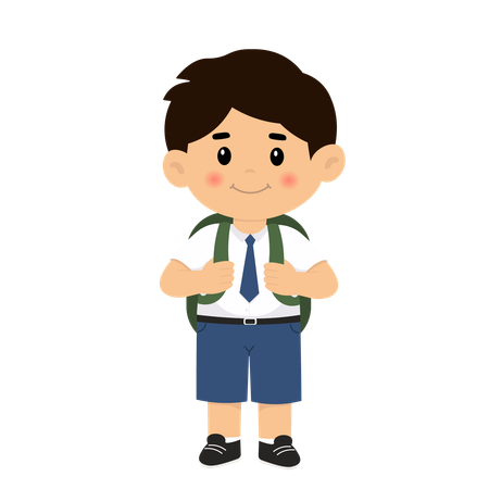 Middle school boy with backpack  Illustration