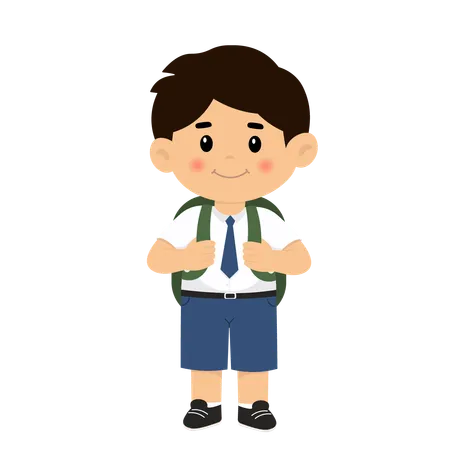 Middle school boy with backpack  Illustration