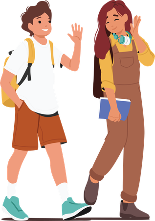 Middle school or college male and female  going to study back to school  Illustration